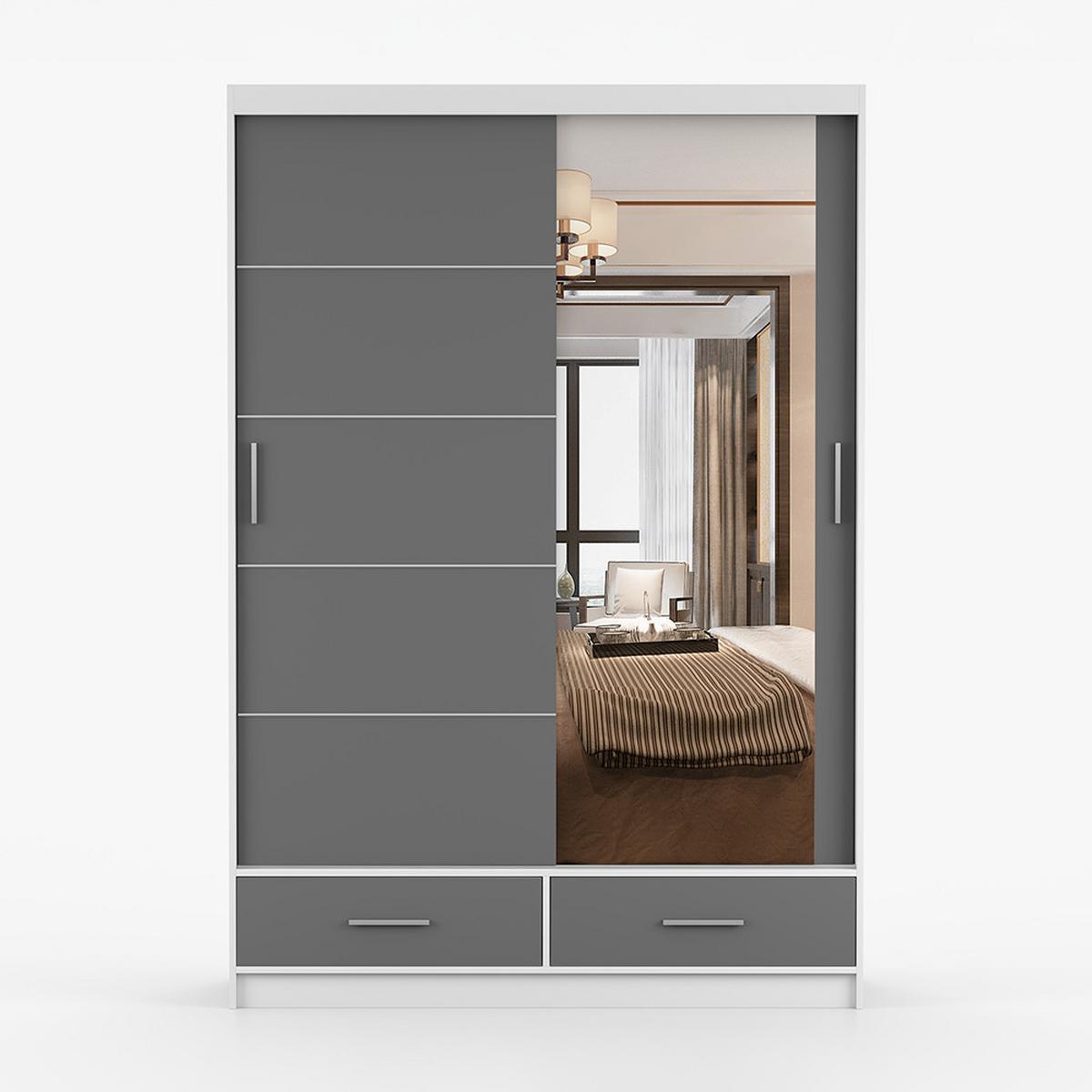 KLEIDERSCHRANK Florence 150 cm, 150/218/61, 2-türig, grau - Grau, Holzwerkstoff (150/218/61cm) - imoebel24