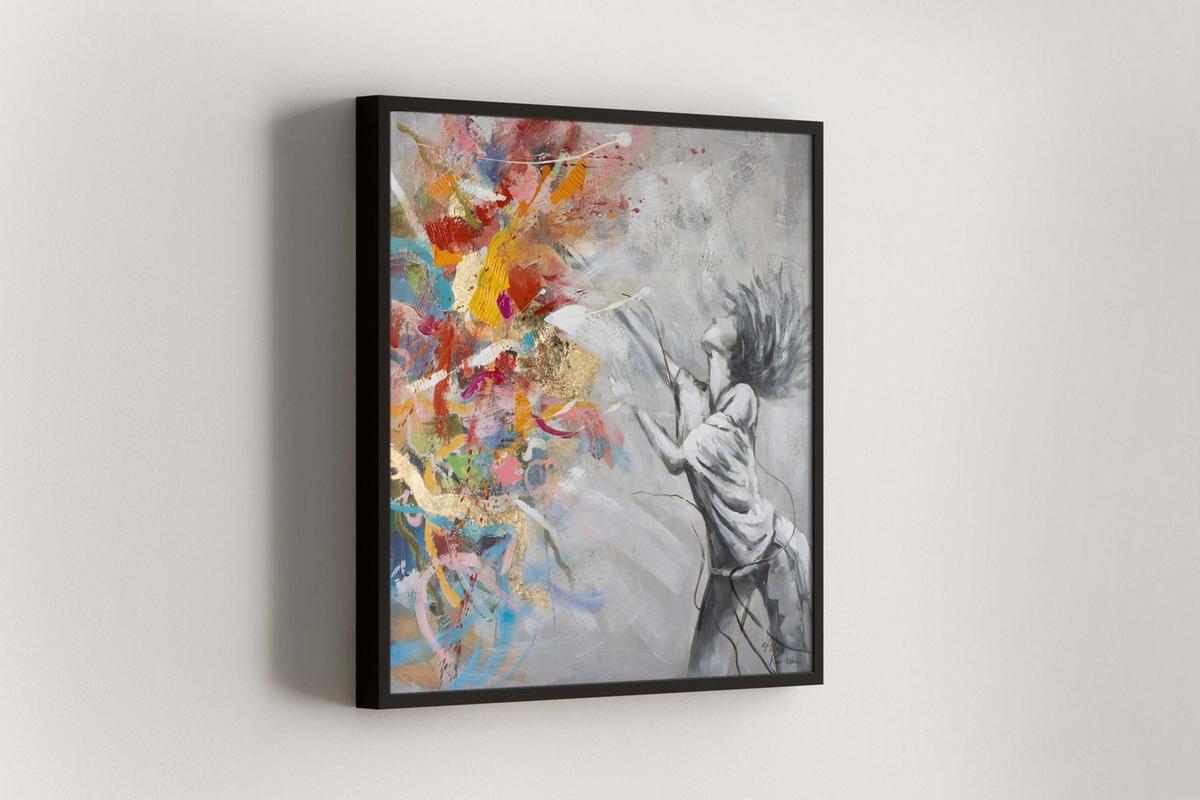 ACRYLBILD HANDGEMALT 80/80 cm - Grau, Holz/Textil (80/80cm) - KUNSTLOFT