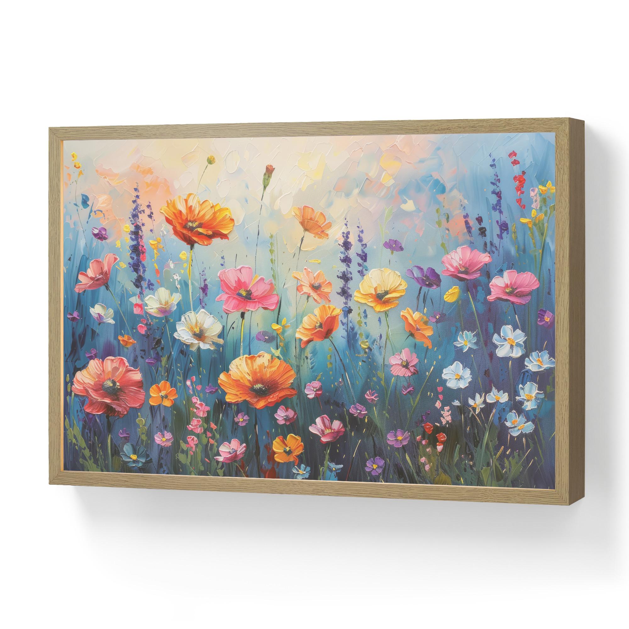 WANDLEUCHTE MIT AKKU Blumen - Natur - Aquarell - Kunst 60x40 cm - Multicolor, Holzwerkstoff (60/40/8cm) - OnlyWow
