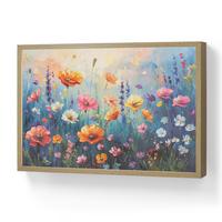 WANDLEUCHTE MIT AKKU Blumen - Natur - Aquarell - Kunst 60x40 cm - Multicolor, Holzwerkstoff (60/40/8cm) - OnlyWow