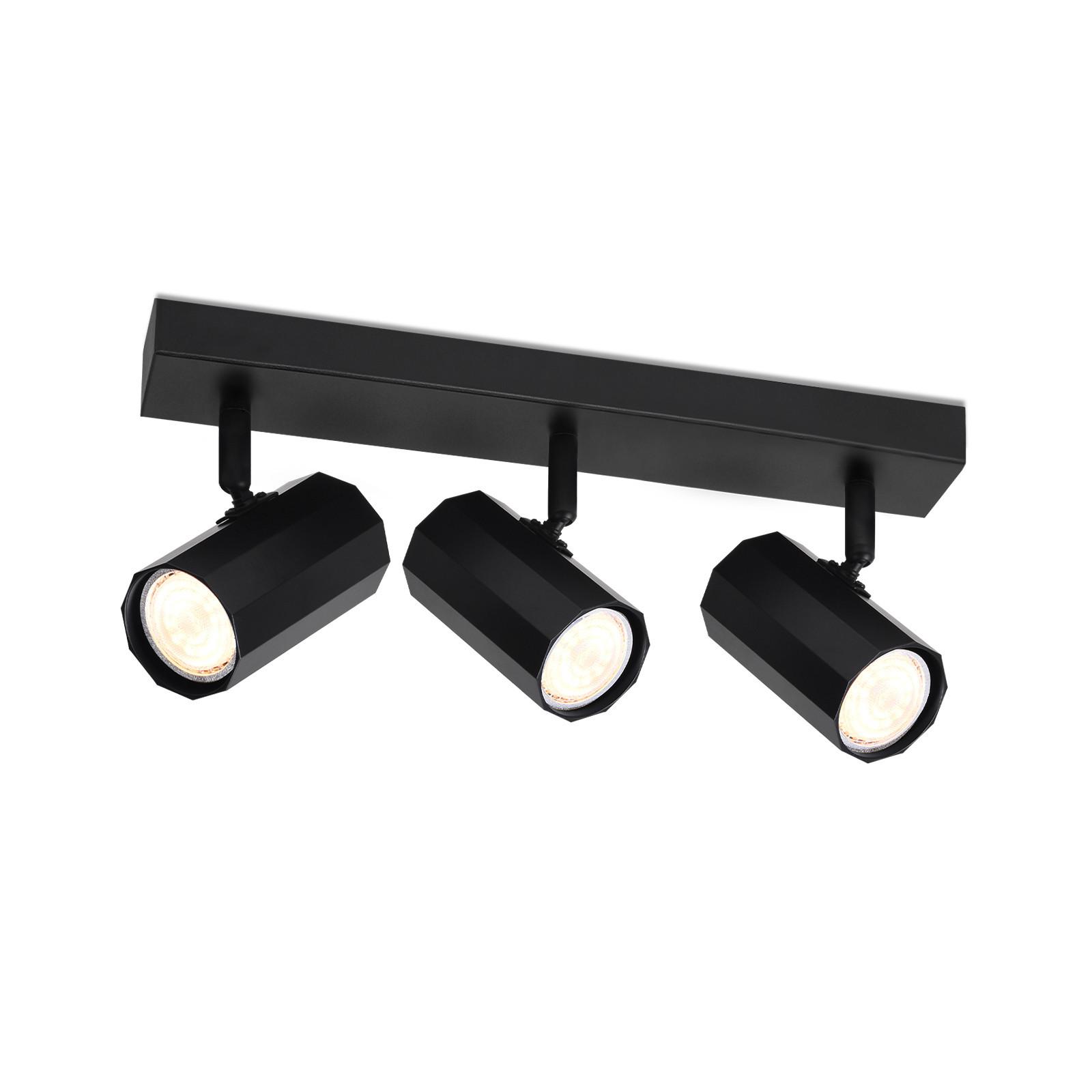 DECKENSTRAHLER Inga 3-flammig 39/11/3 cm - Schwarz, Metall (39/11/3cm) - Nettlife