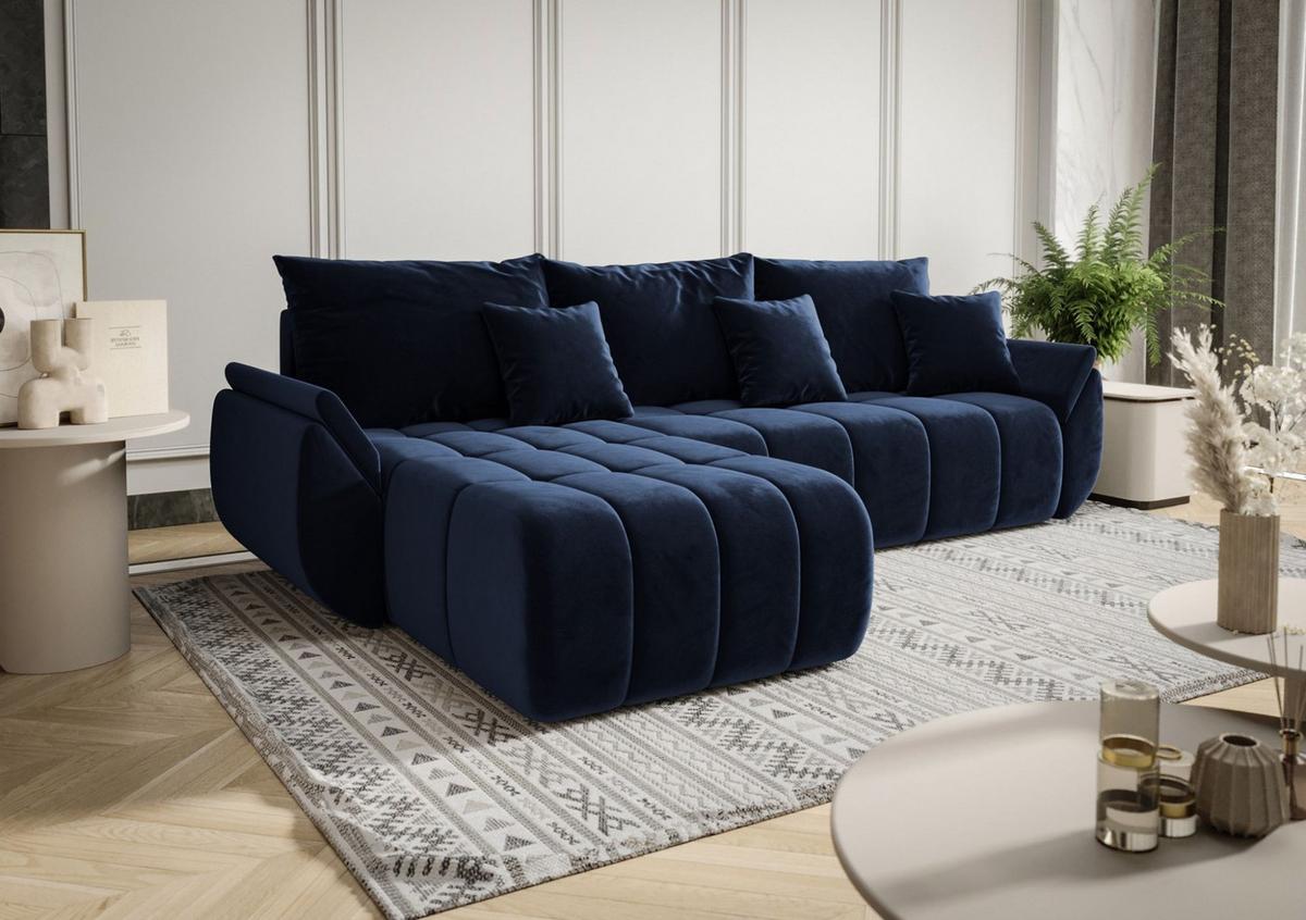ECKSOFA Louise - Dunkelblau, Holzwerkstoff/Textil (185/280cm) - Fun Möbel