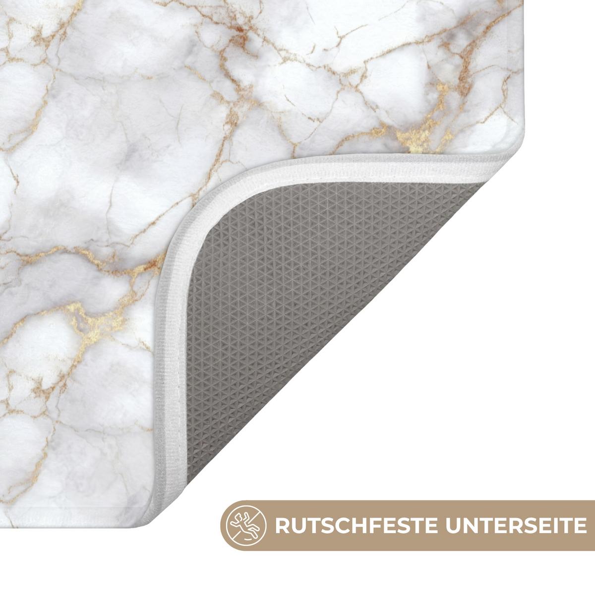 WC-VORLEGER Weiß - Gold - Marmor - Grau WC Teppich 40x60 cm - Weiß, Textil (40/1cm) - OnlyWow