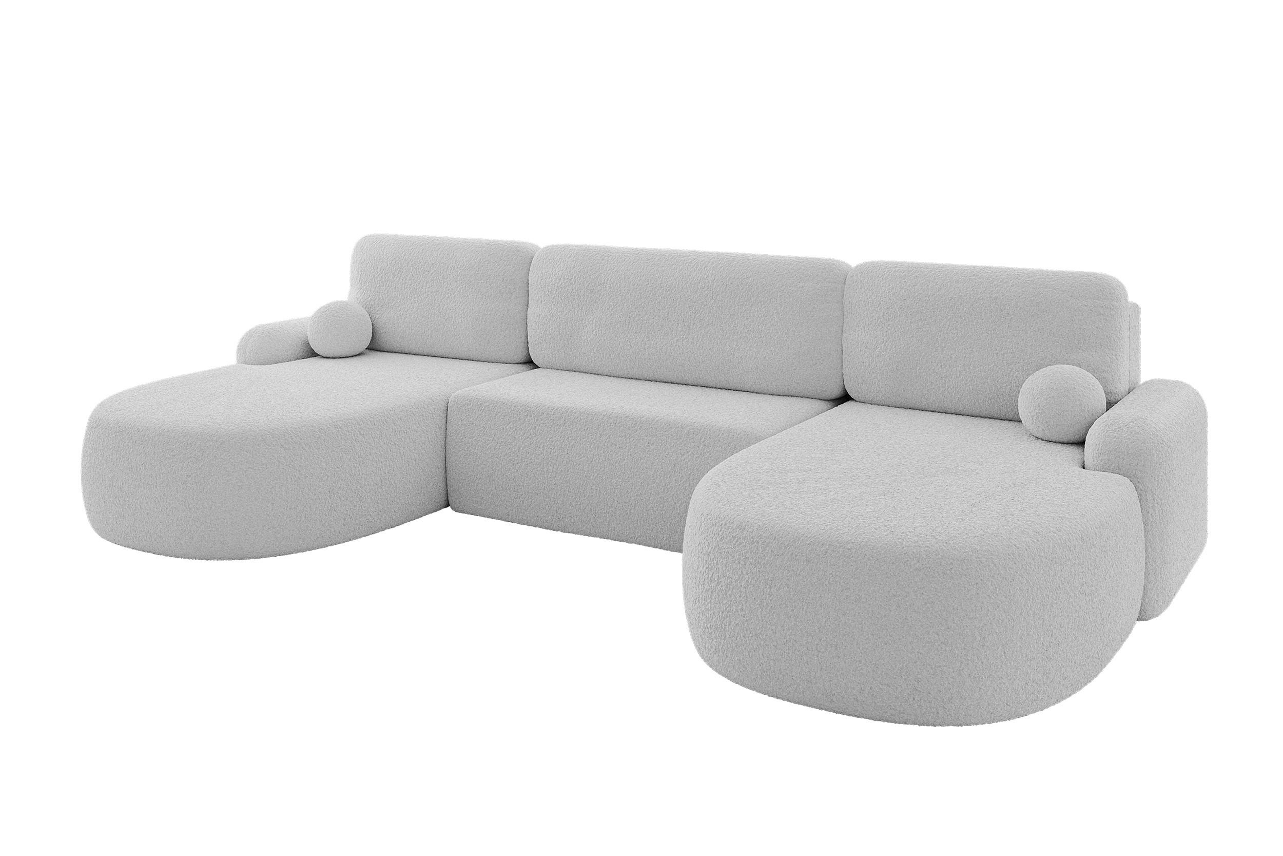 WOHNLANDSCHAFT mit Schlaffunktion und Bettkasten LIRA-U - 335x172x89 Hellgrau - Hellgrau, Holzwerkstoff/Textil (335/89/172cm) - ALTDECOR
