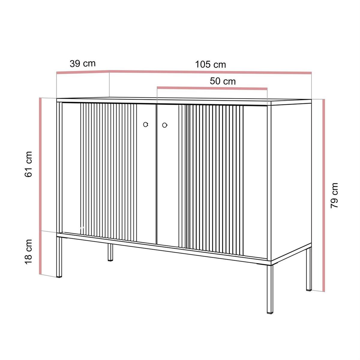 KOMMODE VIVALDI 2D mit geriffelten Fronten - Grün, Holzwerkstoff (105/79/39cm) - Lookway