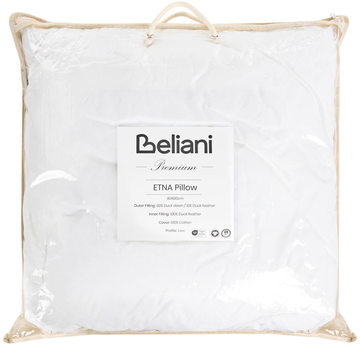 KOPFKISSEN Weiß 80/80 cm Etna - Weiß, Naturmaterialien (80/80cm) - Beliani