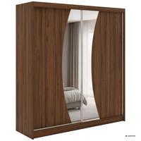 SCHWEBETÜRENSCHRANK 200 - VERONA - Warmia Walnuss mit Spiegel - Walnussfarben/Alufarben, Holzwerkstoff/Metall (200/216/61cm) - MKS
