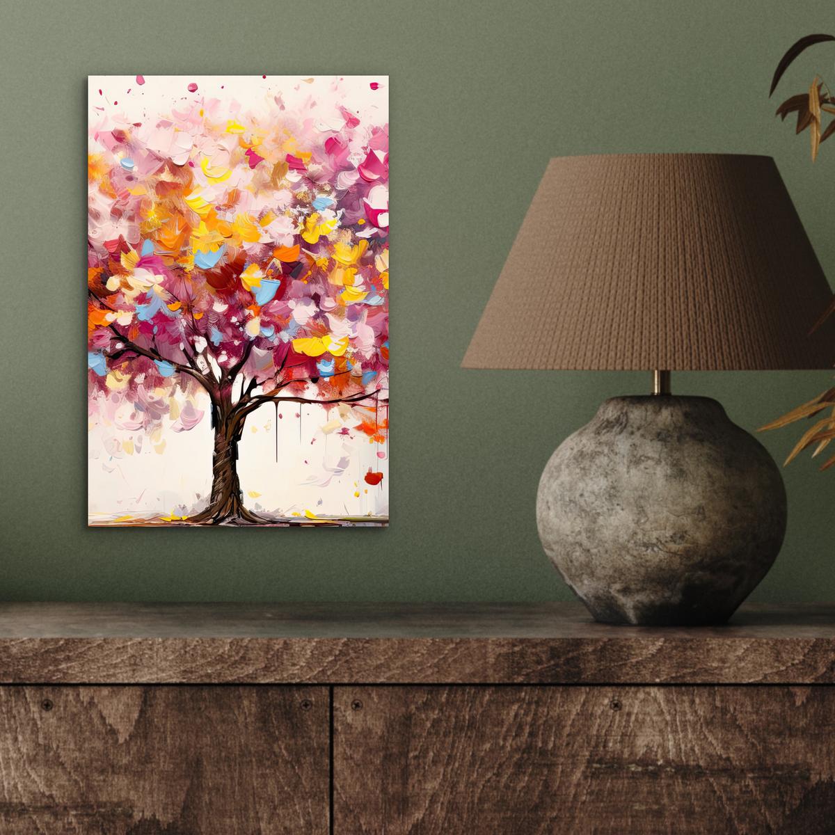METALLBILD Aquarell - Baum - Kunst - Abstrakt 20x30 cm - Multicolor, Metall (20/30cm) - MuchoWow