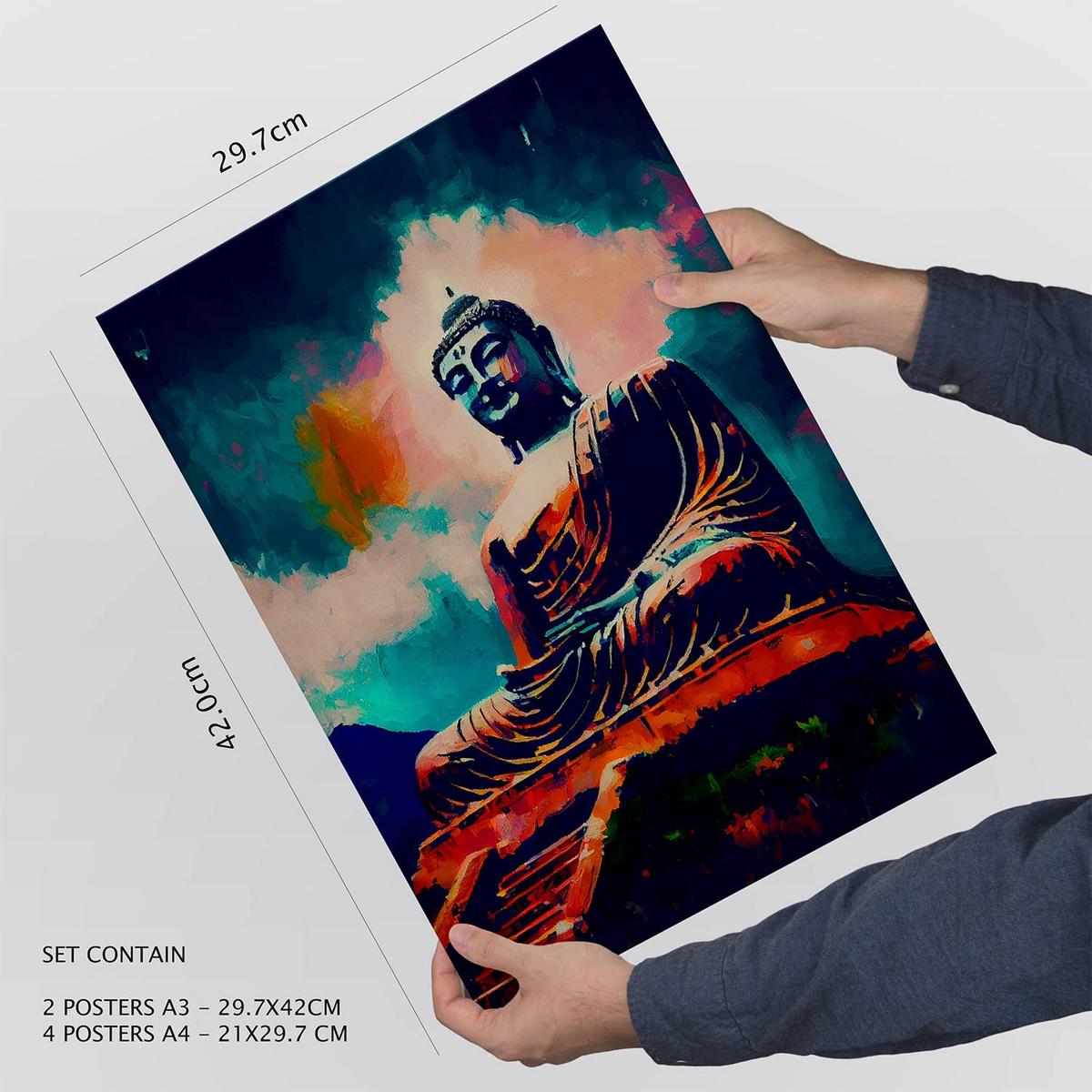 POSTER Set Mit 6 Feuchte Im Ölgemälde Stil A3 & A4 Rahmenlos - Klar, Papier (29/3cm) - Nacnic