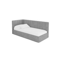 EINZELLBETT Jugendbett mit Bettkasten und Matratze H3/H4, Rechts - TULY 100x200 Grau - Silberfarben, Holzwerkstoff/Textil (100/200cm) - ALTDECOR