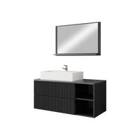 BADMÖBEL-SET Kertos Rillen I - Schwarz, Holzwerkstoff (100/57/45cm) - MIRJAN24