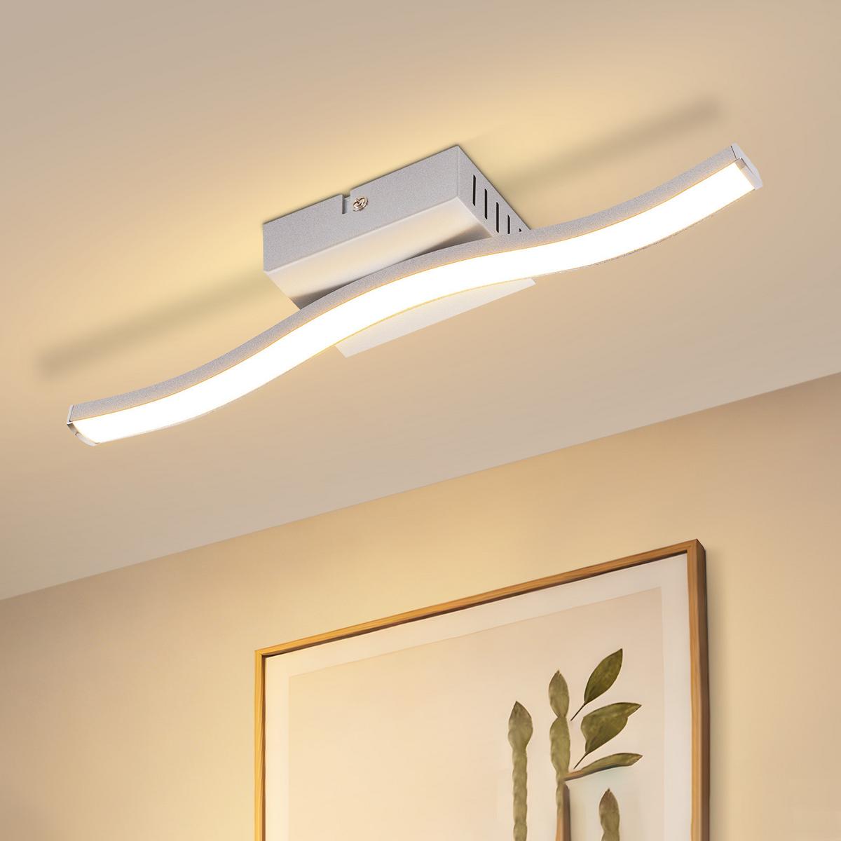 LED DECKENLEUCHTE Nimbus 34.5/7/5.5 cm - Silberfarben, Kunststoff (34.5/7/5.5cm) - ZMH