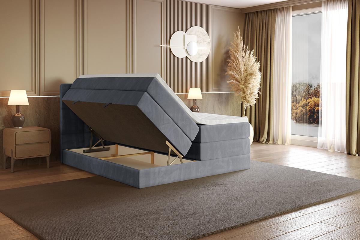 BOXSPRINGBETT mit Matratze H3|H4 und Lattenrost - LIRO KING-200x200 - Grau Casablanca - Grau, Holzwerkstoff (200/200cm) - ALTDECOR