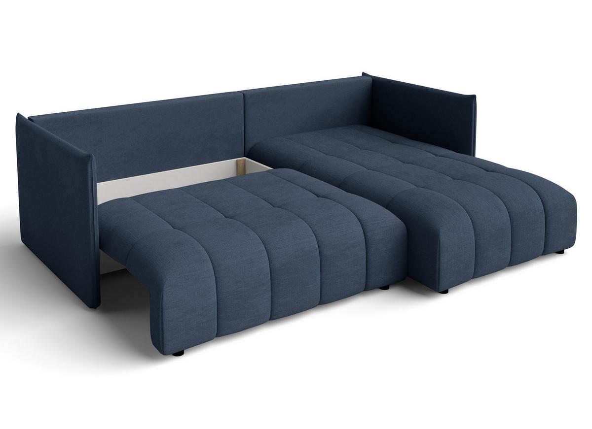 ECKSOFA L Form Cosmova Blau 248/180/83 cm mit Schlaffunktion - Blau/Schwarz, Kunststoff/Textil (248/180cm) - AX Living