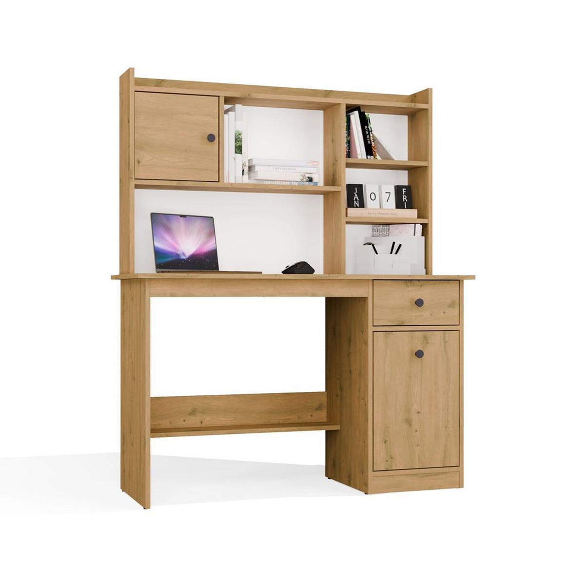 SCHREIBTISCH Weiß 120/145/45 - Eiche Artisan, Holzwerkstoff (90/50/145cm) - RAUMHIRSCH FURNITURE