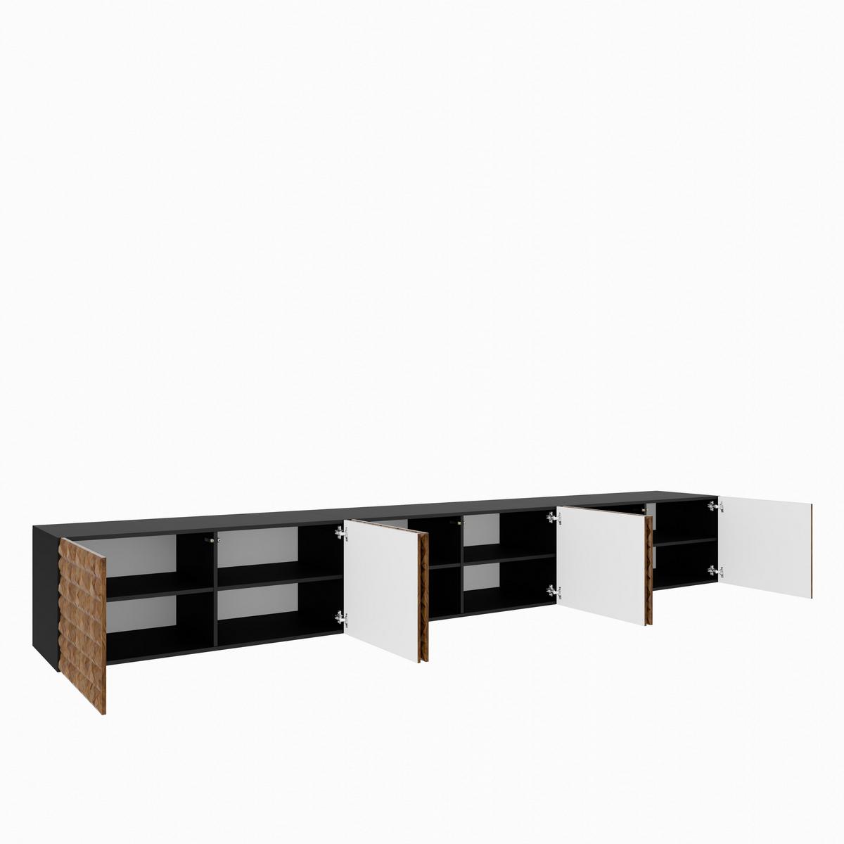LOWBOARD ROVA 300/41/40 cm, Hängender TV-Schrank Schwarz / Eichefarben - Eichefarben/Schwarz, Holzwerkstoff (300/41/40cm) - MASSENO