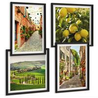 BILDER SET 4er Set - 50x50 cm & 40x60 cm Schwarzer Rahmen - Bezaubernde Straßen voller Zitronenblüten - Schwarz, Kunststoff (50/50cm) - TULUP