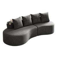 3-SITZER SOFA leinenstoff farbwahl mit getränkehalter & seitentaschen - Dunkelgrau, Textil (240/63/109cm) - Urban Meuble