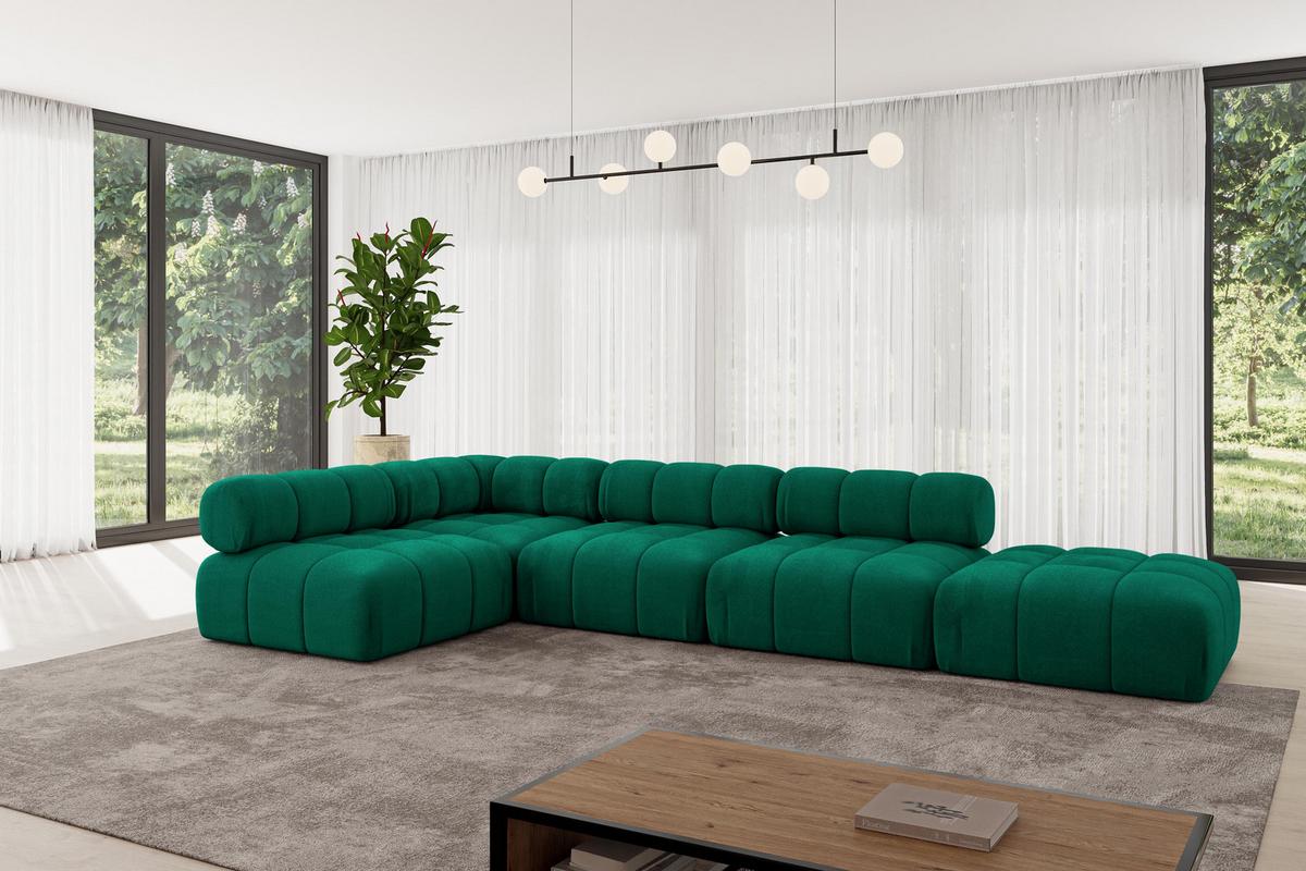 ECKSOFA modulares Sofa Favio-L2 - 380x190x70 cm Dunkelgrün Velours - Dunkelgrün, Holzwerkstoff/Textil (380/190cm) - ALTDECOR