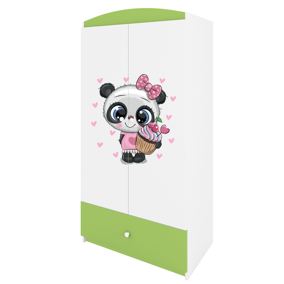KINDERKLEIDERSCHRANK Panda - Grün, Holzwerkstoff (90/175/52cm) - RAUMHIRSCH FURNITURE