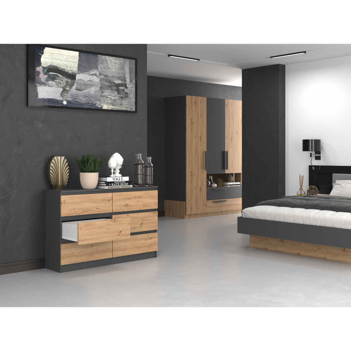 KOMMODE Anthrazit, Artisan 120/75/30 - Anthrazit, Holzwerkstoff (120/75/30cm) - RAUMHIRSCH FURNITURE