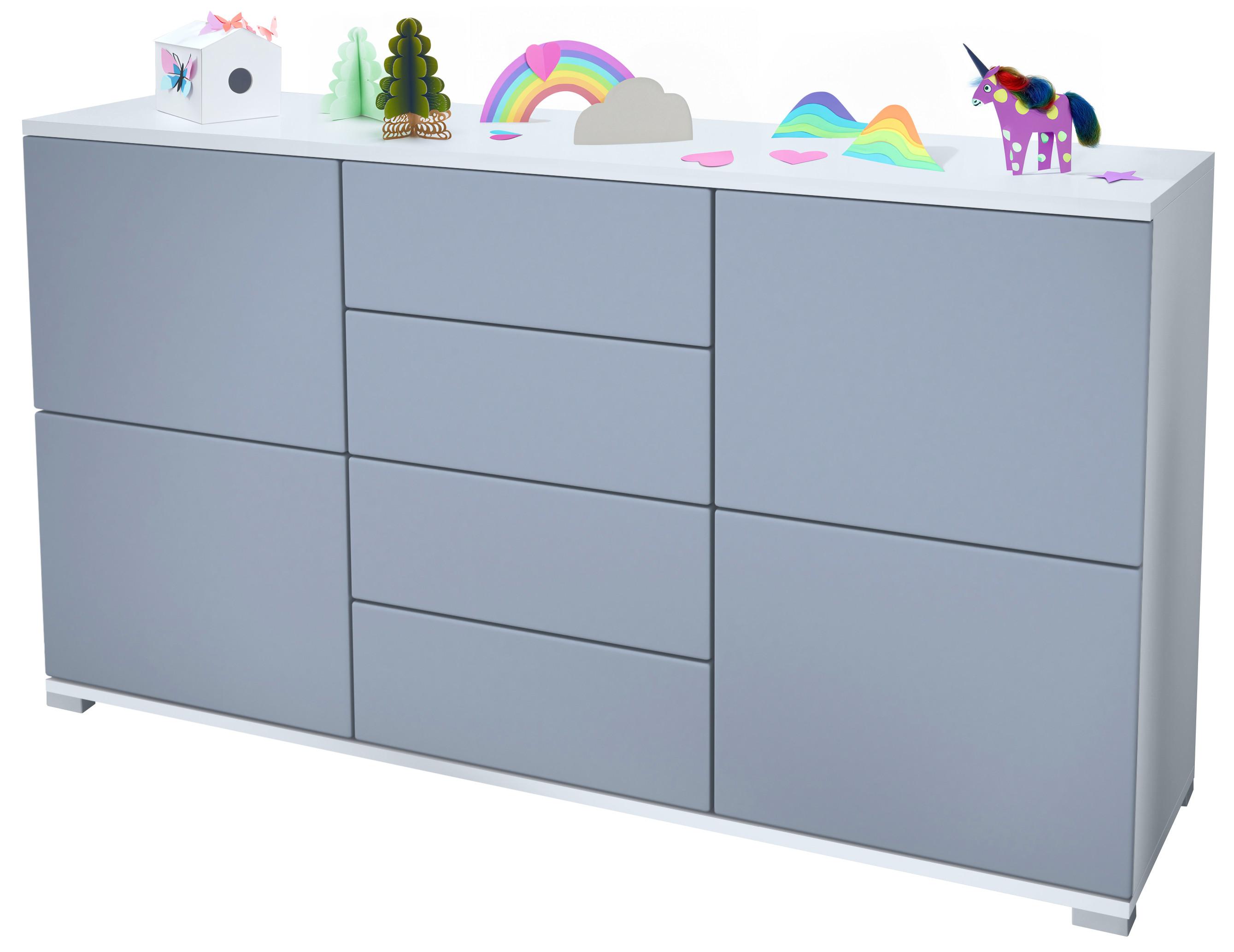 SIDEBOARD Rova Denim matt - Pastellblau, Holzwerkstoff (138.5/75.5/35cm) - Vladon