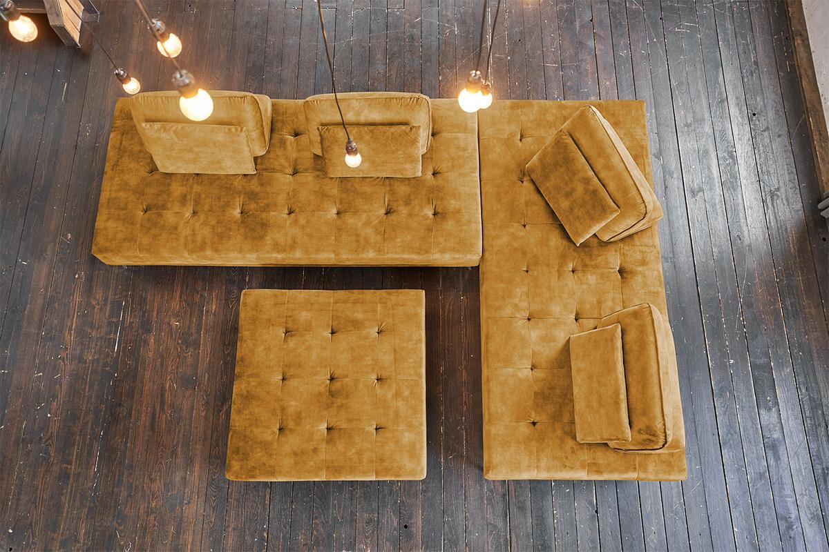 MODULSOFA MIT HOCKER WIOLO Braun Velvet - Silberfarben/Braun, Textil/Metall (350/80/350cm) - KAWOLA
