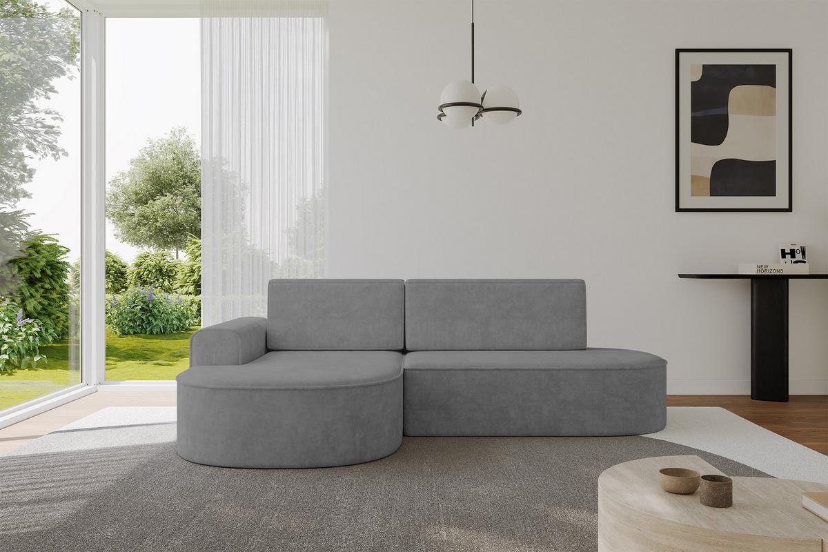 ECKSOFA mit Schlaffunktion und Bettkasten Ottomane Links MARI-L1-S - 283x167x73 cm Grau Velours - Anthrazit/Schwarz, Holzwerkstoff/Kunststoff (283/167cm) - ALTDECOR