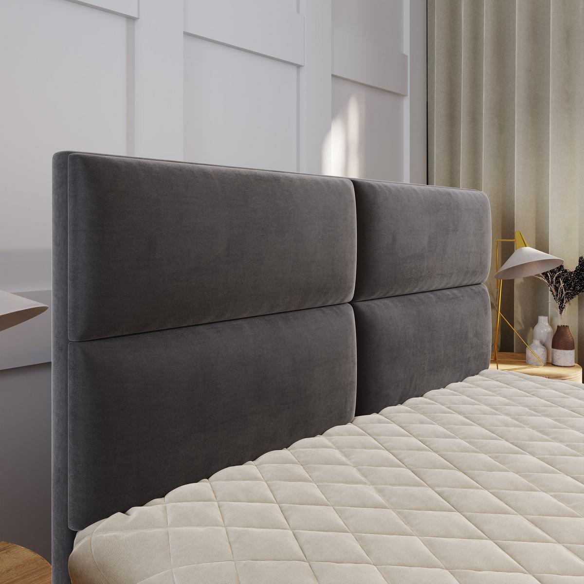 BOXBETT LONIS 140x200 cm mit Matratze und Topper - Grau - Grau, Holz (140/200cm) - MASSENO