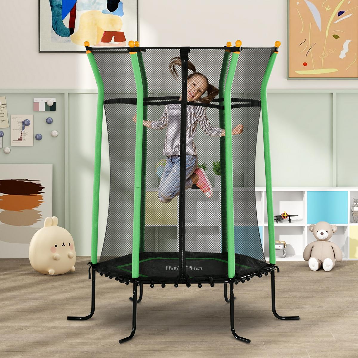 KINDERTRAMPOLIN Stahl Kunststoff Grün - Grün, Metall (111/122cm) - HOMCOM