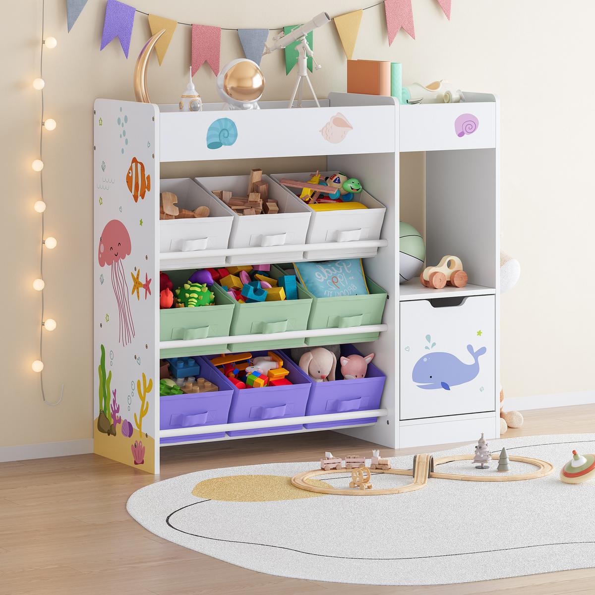 KINDERREGAL Søndreland - Lila/Hellgrün, Holzwerkstoff (90/80/29.5cm) - [en.casa]