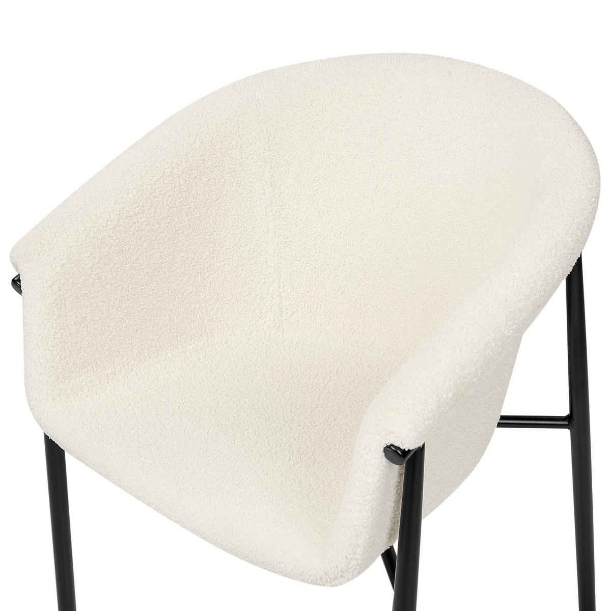 ESSZIMMERSTUHL 2er-Set Bouclé cremeweiß/schwarz Ames - Schwarz/Weiß, Textil (59/80/56cm) - Beliani