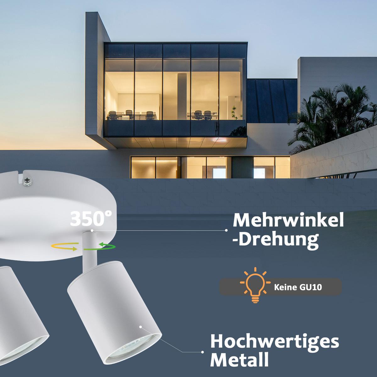 DECKENSTRAHLER Bayreuth 2-flammig 15/15/14.4 cm - Weiß, Metall (15/15/14.4cm) - Nettlife