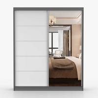 SCHWEBETÜRENSCHRANK 183/218/61 cm 2-türig Bella 03 Grau, Weiß - Alufarben/Weiß, Glas/Holzwerkstoff (183/218/61cm) - imoebel24