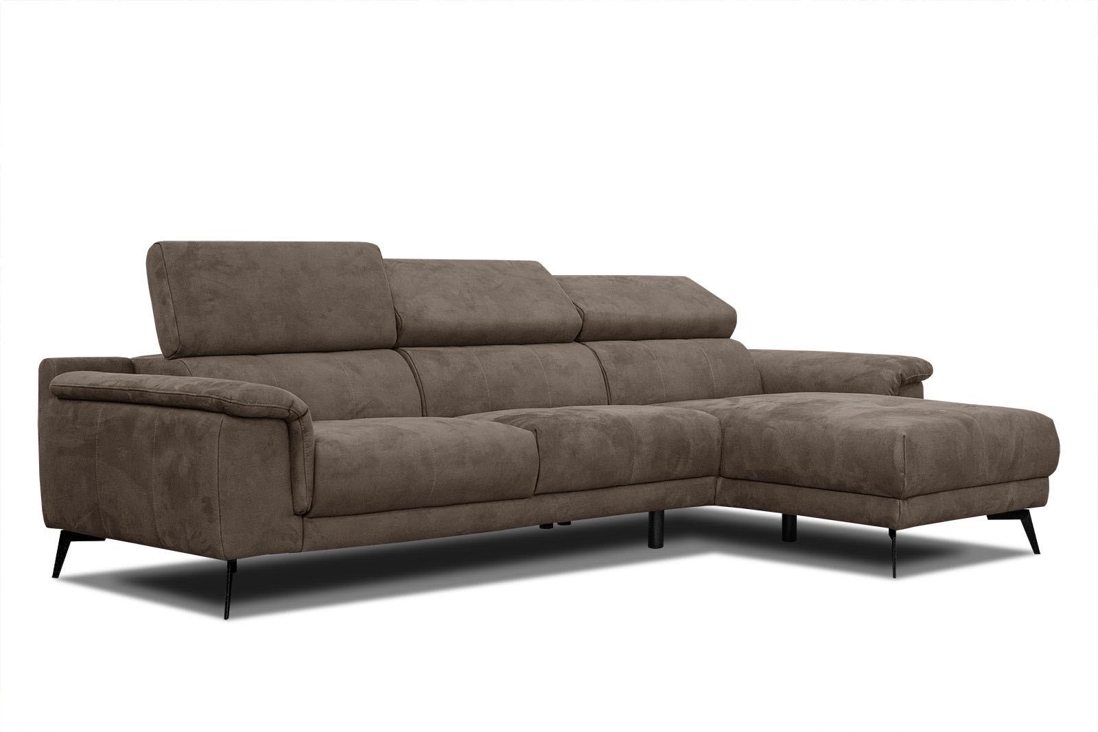 ECKSOFA FIERO 4-Sitzer, dunkelbraun - Dunkelbraun/Schwarz, Holzwerkstoff/Textil (288/170cm) - Wozimo