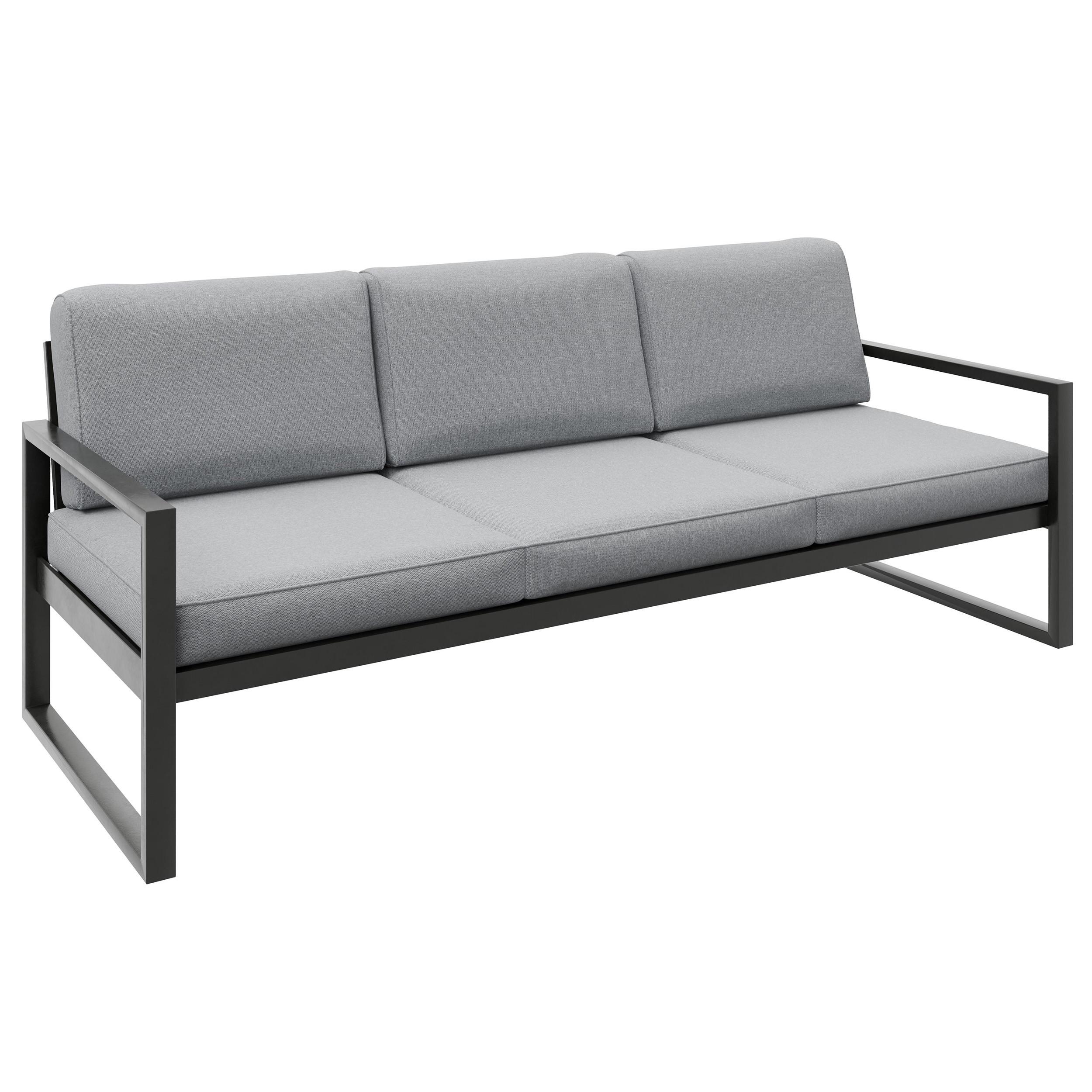 LOUNGESOFA Stella 3-Sitzer mit Metallrahmen, 216 cm, Hellgrau - Hellgrau, Metall (216/86/80cm) - Beautysofa