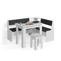ECKBANKGRUPPE Tiberio Weiß 150 x 120 cm mit Tisch - Weiß, Holzwerkstoff (150/80/120cm) - Livinity®