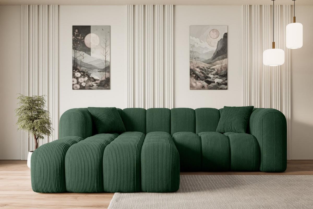 ECKSOFA Ottomane Links OLEA-L1 - 231x173x74 cm Grün - Schwarz/Rosa, Holzwerkstoff/Kunststoff (190/242cm) - ALTDECOR