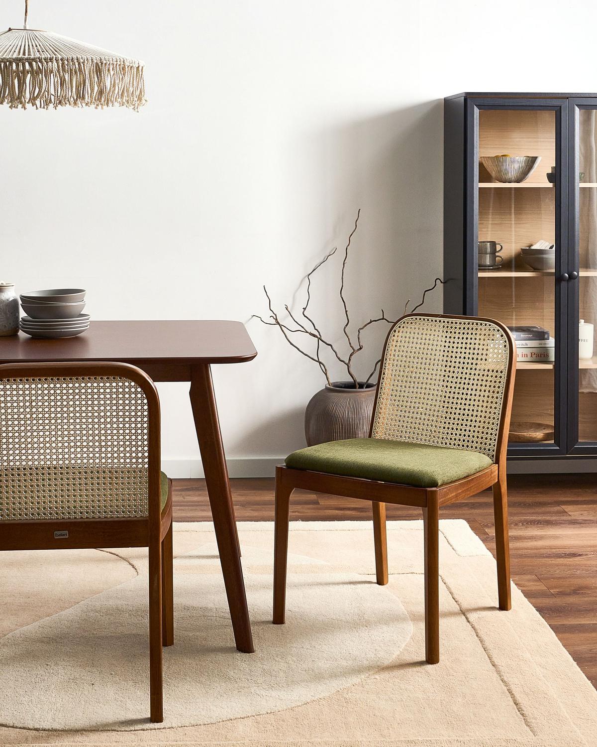 ESSZIMMERSTUHL 2er-Set Stoff Braun/Grün Edina - Braun, Textil (50/80/54cm) - Beliani