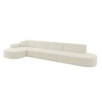 ECKSOFA Ottomane Links MARI-L3 - 413x171x79 cm Beige Bouclé - Beige/Schwarz, Holzwerkstoff/Kunststoff (165/406cm) - ALTDECOR