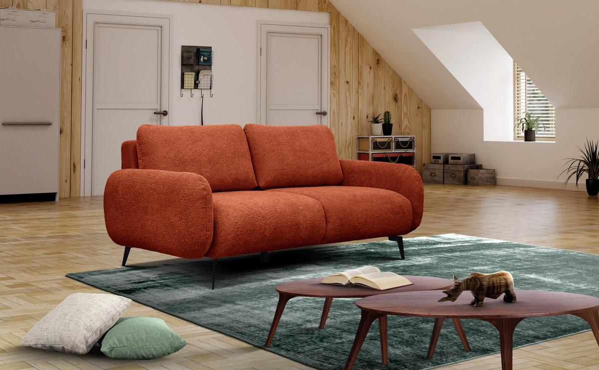 SOFA FEBE 3-Sitzer, dunkelorange - Dunkelorange/Schwarz, Holz/Textil (190/82/96cm) - Wozimo