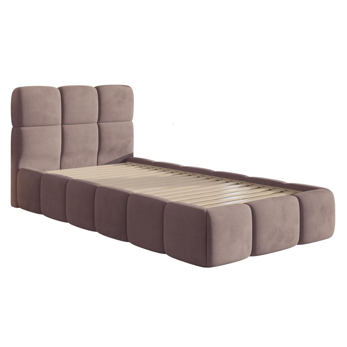 POLSTERBETT Cloudy Hellrosa Samt, 90x200 cm - Hellrosa/Schwarz, Kunststoff/Textil (90/200cm) - Selsey