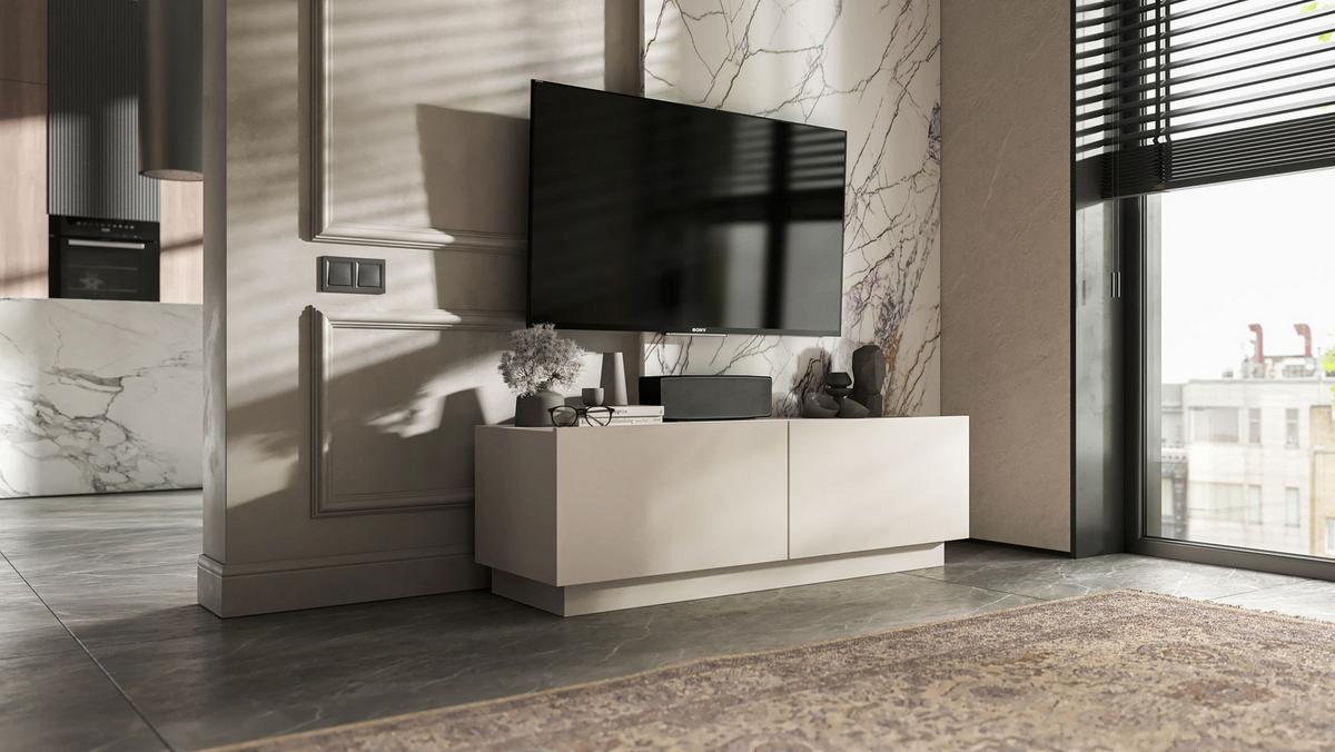 TV-SCHRANK Enjoy Eiche Kaschmir matt Loft 120 cm - Kaschmir, Holzwerkstoff (120/37/35cm) - Meble Lindner