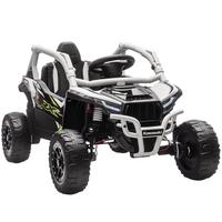 KINDER-ELEKTROAUTO mit 2 Motoren Fernbedienung und LED-Leuchten - Grau, Kunststoff (100/64/56cm) - AIYAPLAY