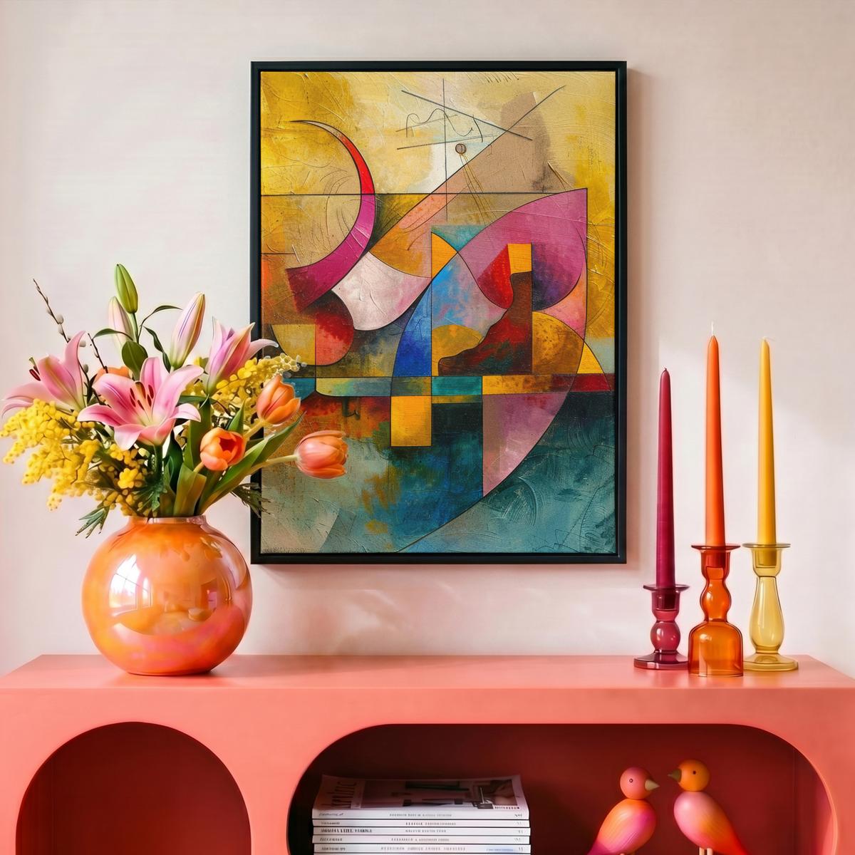 LEINWAND Bilder mit Rahmen - Kunst - Abstrakt - Modern - 30x40 - Gelb, Textil (30/40cm) - MuchoWow