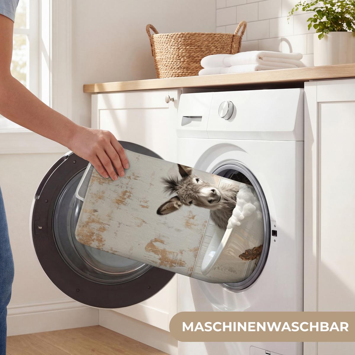 WC-VORLEGER Esel - Tiere - Badewanne - Schaumstoff WC Teppich 40x60 cm - Creme, Textil (40/1cm) - OnlyWow