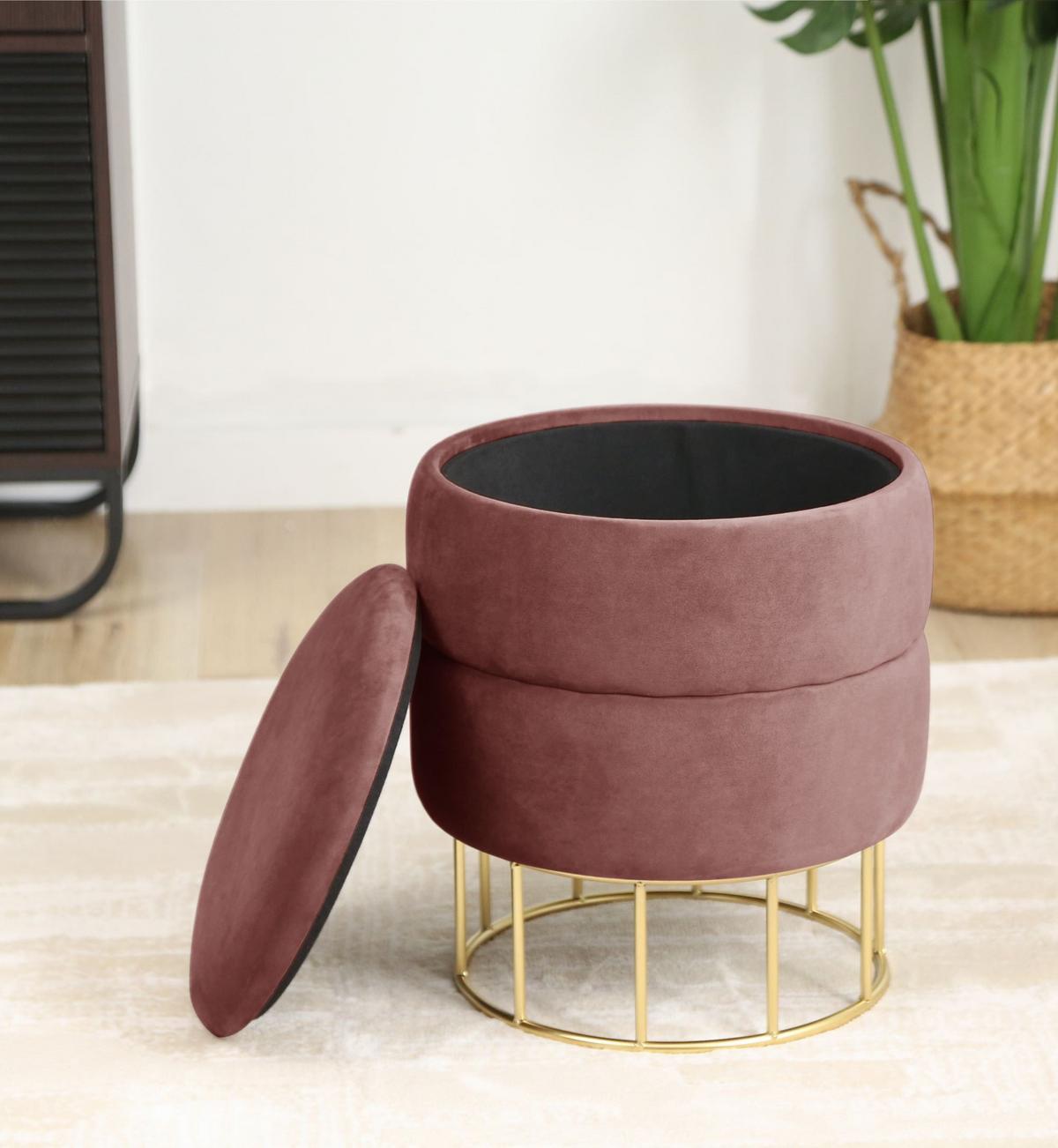 SITZHOCKER mit Stauraum, Polsterhocker Rosa 37/42/37 - Rosa, Textil (37/42/37cm) - RAUMHIRSCH FURNITURE