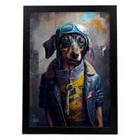 POSTER Pilot Dachshund A4 Schwarzer Rahmen - Schwarz, Papier (29.7/5/21cm) - Nacnic