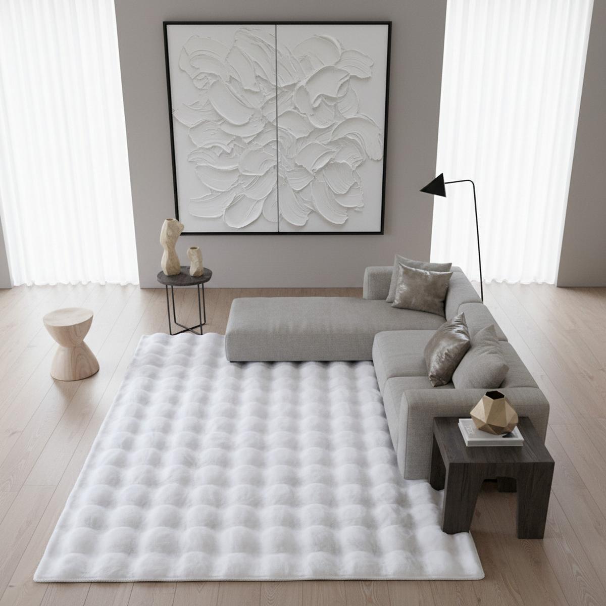 HOCHFLORTEPPICH Waschbar NAUDERS, einfarbig, Weiß, 140 x 200 cm - Weiß, Textil (200/140cm) - KADIMA DESIGN