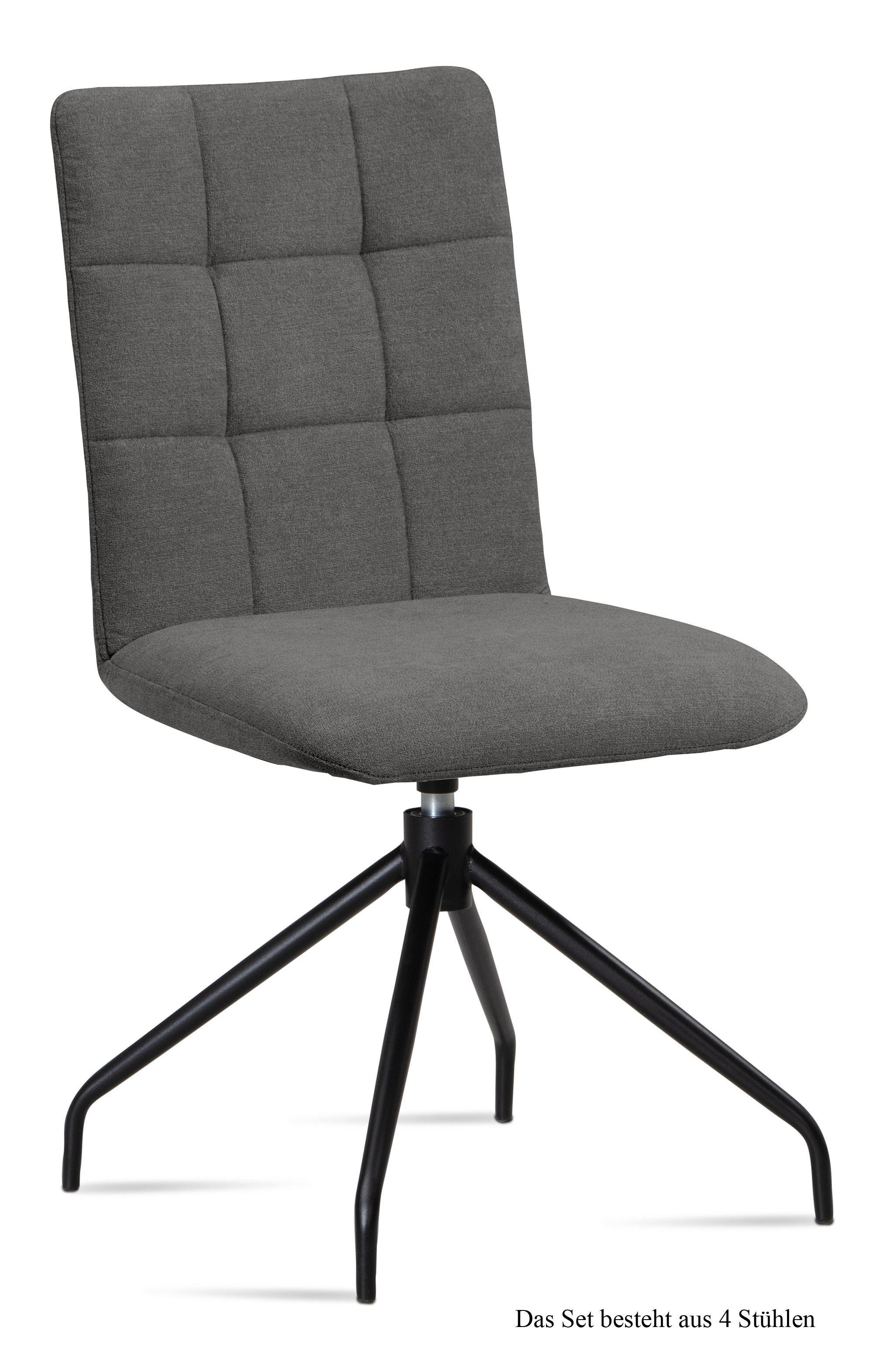 ESSZIMMERSTUHL drehbar (4er-Set) Dolley 47x91x60 Schwarz/Grau - Schwarz/Grau, Kunststoff (60/91/47cm) - 58aufmkessel